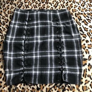 Pretty little thing lace up plaid skirt!